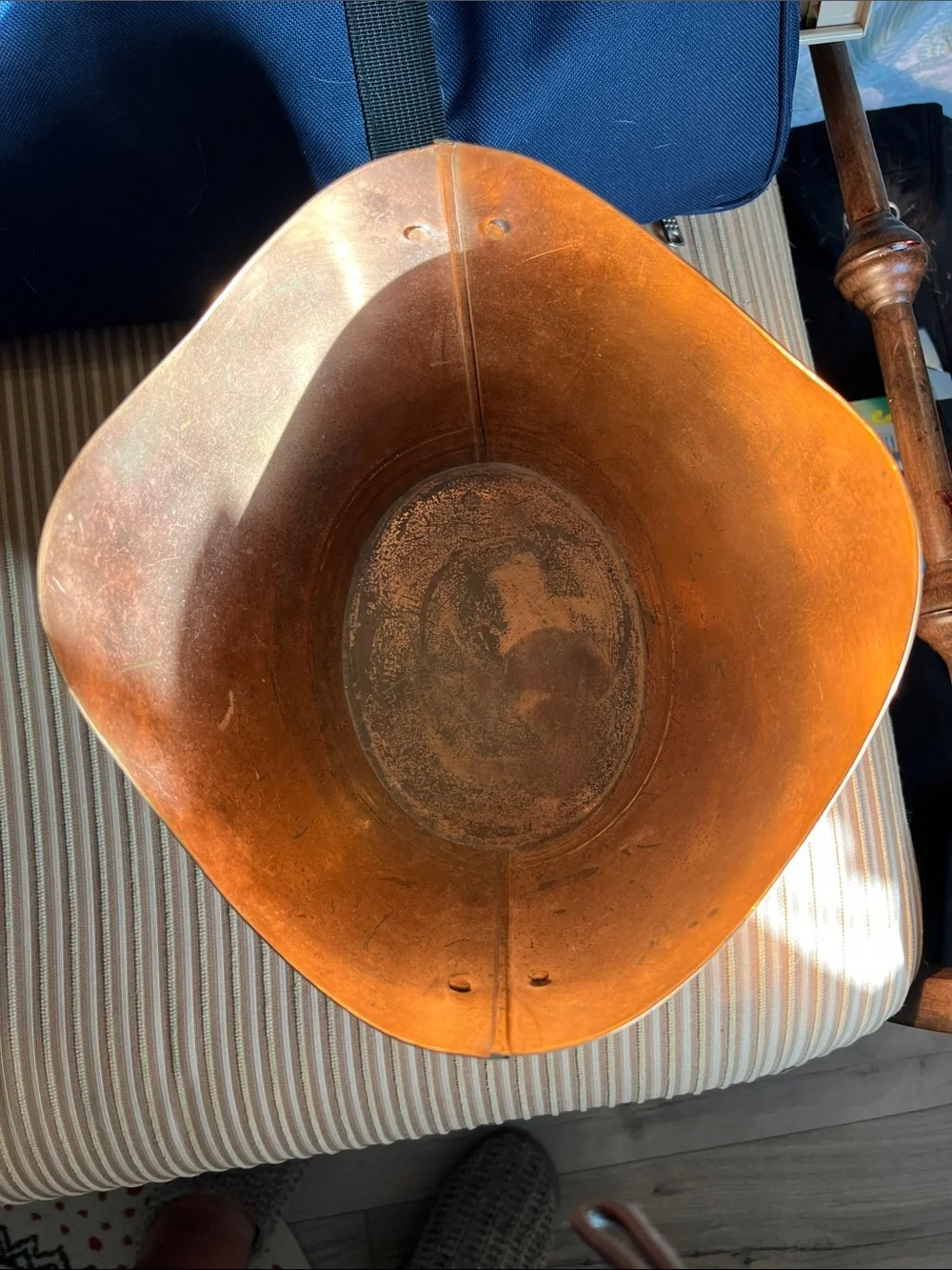 Metallic Copper Decorative Planter Bucket with Brass Accent